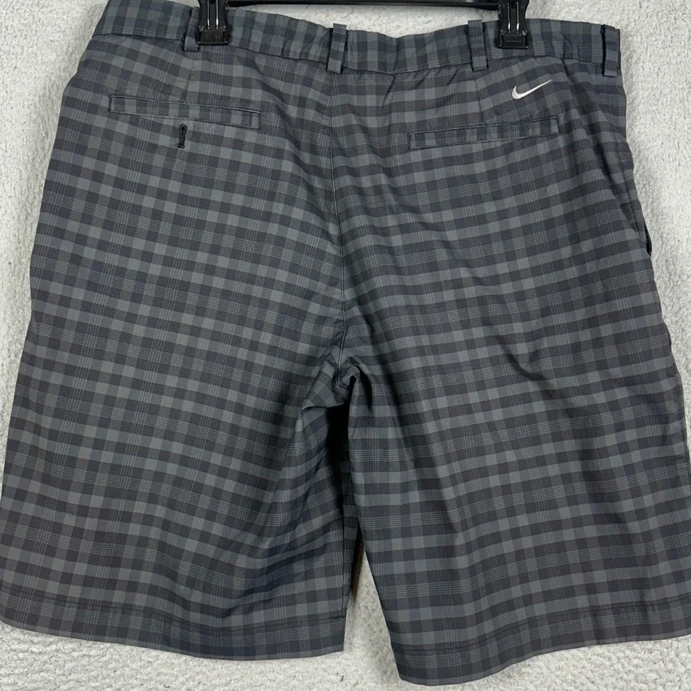 Nike Golf Shorts Mens 40 Grey Black Dri-FIT Checkered Performance Chino Stretch